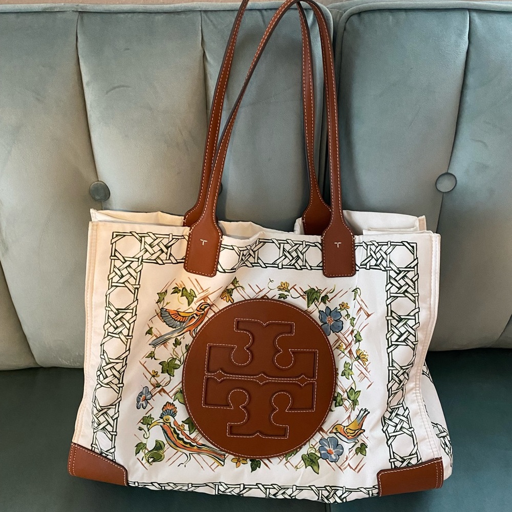 Tory Burch Ella Printed Tote Farfetch Birds and Floral Large